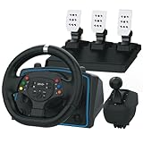 NBCP PC Lenkrad mit Pedalen und Shifter 1080 Grad,Hall-Effekt-Pedal, 6-Gang-Getriebe und...