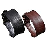 Baluue 2 Stück Teiliges Herren Lederarmband Verstellbar Hautfreundlich Punk Stil Vintage Wristband...