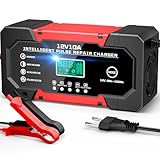 YDBAO Autobatterie Ladegerät 10A 12V Smart Vollautomatische KFZ Batterieladegerät LiFePO4 LCD...