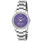 Louis Devin LD119-PRP-CH Edelstahlkette Analog Armbanduhr für Damen, Silber