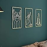 3 Pcs Gold Metal Wall Art Decor- Elegant, Stylish Female Body Line Art with 3D Shadow Effect-...