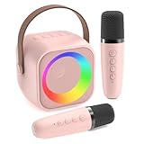 Jeefu Karaoke Maschine Kinder mit 2 Mikrofonen, Spielzeug für 3-12 Jahre alte Mädchen Geschenke,...
