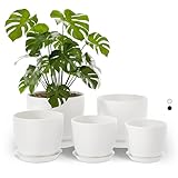 Bamworld Blumentöpfe 5 Set 17.8cm/16cm/14cm/12.7cm/11.3cm Blumentopf Weis Pflanzentopf mit...