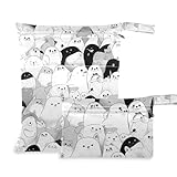 voucong Cartoon Australian Fur Seal Black and White Reusable Bag for Swimsuit 2 Pack Travel...