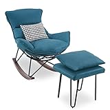 M MCombo Sessel Schaukelsessel mit Hocker, moderner Schaukelstuhl, Relaxstuhl für Wohnzimmer...