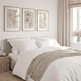 Uixxducc 3-teiliges Bilder Set Moderne Blumen Aesthetic Bilder Beige Wandbilder für Wohnzimmer...