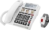 Geemarc CL610 - Schnurgebundenes Notruftelefon und wasserdichtes SOS-Armband mit verstärkter...