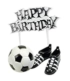 CREATIVE Fussball-Kuchendeko Happy Birthday 3-teilig schwarz-Weiss Einheitsgröße