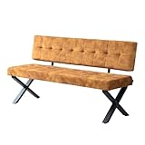 B&D home® Sitzbank Karen 160cm – gepolsterte Esszimmerbank mit Rückenlehne, X-Metallgestell...