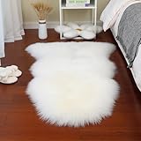 Faux Lammfell Schaffell Teppich 60x90 cm, Lammfellimitat Teppich Flauschiger Weicher Fell TEppich...