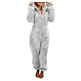 Battnot Jumpsuit Damen Teddy Fleece Einteiler Overall Anzug Flauschig Schlafanzug Winter Warm Onesie...