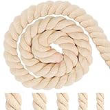 Baumwollkordel Tau Seil 20mm 4m Beige Baumwollseil Kordelband Rope Laces Makramee Garn Dicke Kordel...
