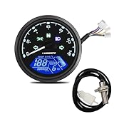 Geloo Tachometer für Motorrad, digital, Tacho für Motorrad, 12000 U/min, 199 km/h, Universal für...