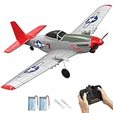 VOLANTEXRC RC Flugzeug P51D Mustang, 2CH 2,4GHz ferngesteuertes Flugzeug mit 2 Batterien und...