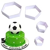 4 Stück Ausstechformen mit Fußball-Muster, sechseckig, Fußball-DIY-Fondant-Formen,...