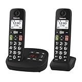 Panasonic KX-TGU132EXB digitales schnurloses Telefon mit Anrufbeantworter, Basisstation & 2...