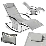 SoBuy Sonnenliege Gartenliege wetterfest Liegestuhl Schaukelstuhl mit Kopfkissen Relaxliege...