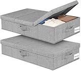 mepure Unterbett Aufbewahrungsbox 2er Set – 89×40×15 cm Flache Unterbettkommode mit Deckel &...