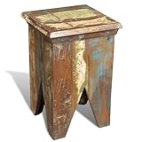Fasba Hocker Altholz, massiver Vintage-Sitz aus recyceltem Holz für Wohnzimmer, Café oder...