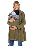 MAMARELLA 3in1 Umstandsjacke in Khaki, Damen Parka Tragejacke für Mama und Baby,...