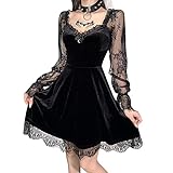 Xiangdanful Damen Kleid Sommer Minikleid Gothic Kleid T Shirt Kleid Hoodie Retro Vintage Steampunk...