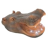 Veemoon Schwimmende Hippo Statue aus Harz Realistischer Nilpferdkopf Gartendekor für Teich Balkon...