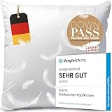Made in Germany Daunenkissen 80x80 cm - 3-Kammer Daunenkissen - Kopfkissen 80x80 Daunen & Federn...