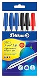 Pelikan Kugelschreiber Stick K86s super soft, Schwarz, Blau & Rot, ergonomischer Kuli mit...