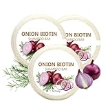 Onion Biotin Shampoo Bar, 3-in-1 Biotin Shampoo-Seife mit Zwiebel & Rosmarin, Tiefenreinigung und...