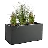 Pflanzwerk® Pflanzkübel TUB Anthrazit 30x60x30cm XXL – Rechteckig – Großer Fiberglas...