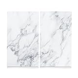 Zeller 26312 Herdabdeck-/Schneideplatten Marmor-Optik, Glas, weiß, 30 x 52 x 1 cm, 2 Einheiten