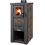 ProTermo Kaminofen Lava Ceramic Mokka - 6,5 kW Heizleistung - 35x44x78 cm Holzofen mit...