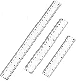 3er Pack Kunststoff Lineal, 15cm 20cm 30cm Lineal Transparent Flexibel Präzision Lineal...