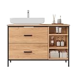 EUGAD Waschbeckenunterschrank, Badezimmerschrank mit 2 Schubladen 3 offenen Fächern, Unterschrank...