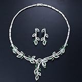 Schmuck-Elegante Blatt-Tropfen-Grün-Kubikzirkonia-große Brauthalsketten- und...