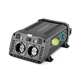 Technaxx KFZ Wechselrichter mit LC-Display 12V auf 230V - Auto Inverter mit 2x Schuko-Stecker und 2x...