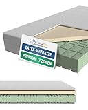 AM Qualitätsmatratzen Premium 7 Zonen Latex Matratze 90x200 H3 - Made in Germany - Oeko TEX...