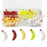 Vicloon Künstliche Köder Würmer Fisch, 100 Stück Künstliche Madenköder, Weiche...