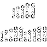 ClAZTyict 15-Teiliger Ringmaulschlüsselsatz mit Flexiblem Kopf und Kurzem Ratschenkopf,...