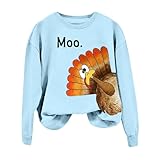 Generisch Damen-Sweatshirt mit Thanksgiving-Truthahn-Aufdruck, langärmelig, Rundhalsausschnitt...