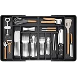 Lifewit Große Besteckkasten für Schubladen, Einstellbar Breite 541-914mm, 11-13 Fächern,...