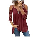 Sexy Damen-Bluse mit Reißverschluss, Übergröße, lässig, locker, kurzärmelig, Oberteil,...