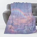 GSAEIMCT Kuscheldecke Wolken Regenbögen Verträumter Himmel Decke Tagesdecke,Weiche Flannel Decke...