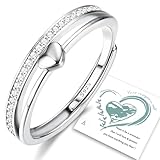 Adramata Ring Silber 925 Damen Verstellbar Herzring Stapeln Daumenring Eheringe Silber 925...