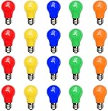 Aiwerttes Set mit 20 farbigen LED Glühbirnen 3W E27 A50 Gemischt Rot Gelb Grün Blau Orange,Farbige...