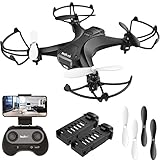 tech rc Mini Drohne mit HD Kamera FPV RC Drone mit 2 Akkus 2.4Ghz Ferngesteuerte Quadrocopter...