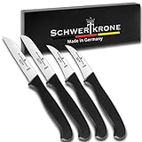 4er Messer-Set gerade + gebogene Klinge Solingen/Gemüsemesser Scharf Küchenmesser Schälmesser...