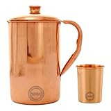 Krug aus reinem Kupfer mit 1 Becher für ayurvedische gesundheitliche Vorteile, 1,5 Liter,...