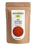 Mandoi Bio Paprika Pulver geräuchert, 100g Smoked Paprikapulver zum BBQ, Grillen, Pommes, Gemüse