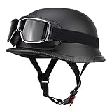 Deutsch Helm Halboffenen Vintage Öffnen Motorradhelm Halb-Helm ECE-Zertifizierung Chopper Helm mit...